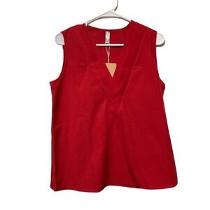 Noracora Top Sz Small Red V-Neck Sleeveless Holiday Dinner‎ Date Night Out